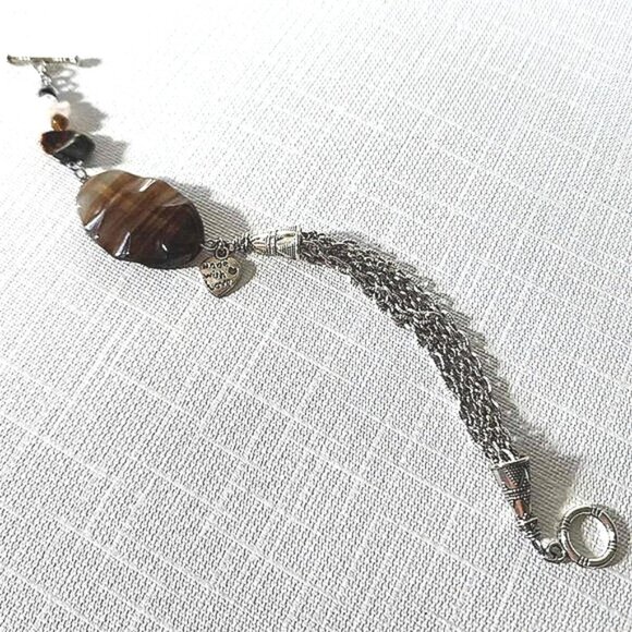 Agate & stainless steel bracelet - Picture 3 of 9